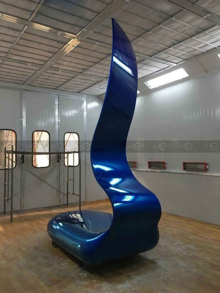 Blue-color-coated-stainless-steel-street-furniture-seating-Jeff-koons