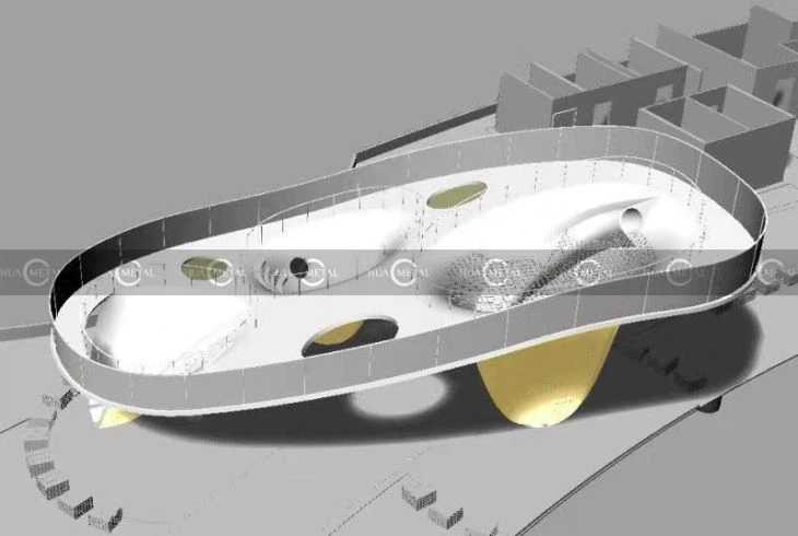 3D-model-ual-curved stainless-steel facade-mirror-polishing-sculptured-fun0slides-singapore-airport-new